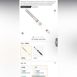 Beachwaver S1 Rotating Curling Iron in White | 1 inch Barrel | Automatic